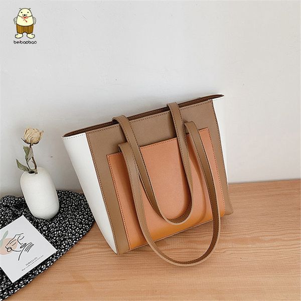 

beibaobao new wave women handbag modern shoulder bag large capacity totes fashion luxury designer patchwork handbag pu leather