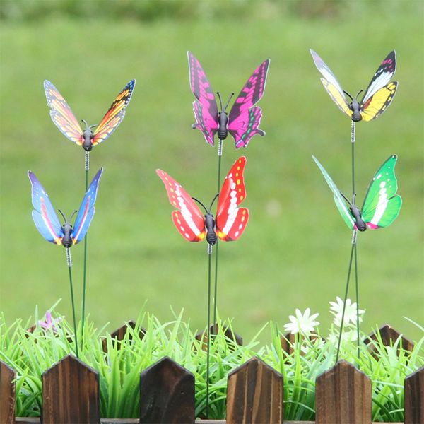 

10pcs/24pcs/50pcs simulate butterfly sticks home garden vase ornament art lawn craft
