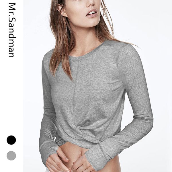 

long sleeves women yoga workout gym crop twist yoga shirts with thumb hole fitness women sport shirts active wear, White;red