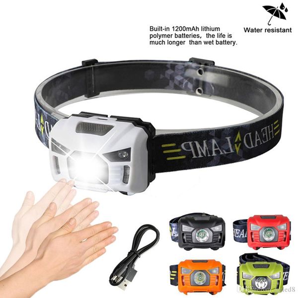 

5w led тела датчик движения фара фара мини перезаряжаемые открытый кемпинга фонарик факел лампы head с usb