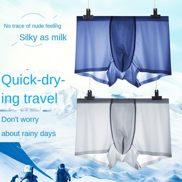 

2020 ice silk boxer underwear men's traceless ice silk underwear men's quick-drying breathable boxer pants fashion, Black;white