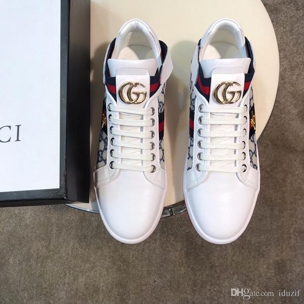 

2018 find similar designer ace shoes embroidered tiger head men and women leather casual shoes white luxur low casual sh, Black