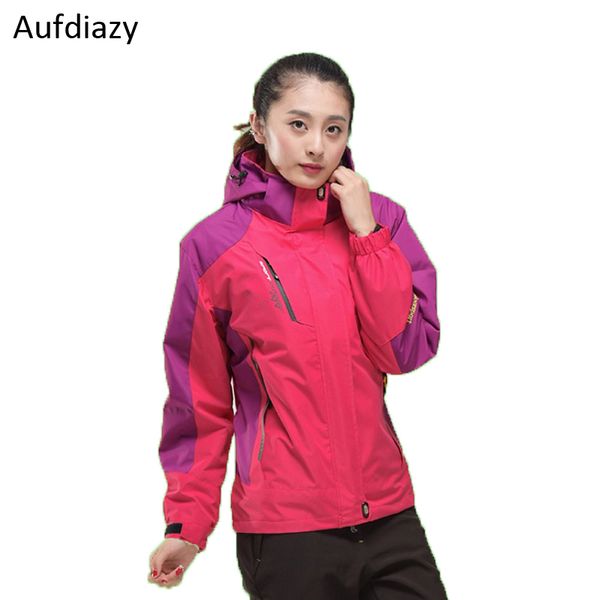 

aufdiazy women's winter 2 pieces softshell fleece hiking jackets outdoor sports waterproof thermal skiing female coats jw002, Blue;black