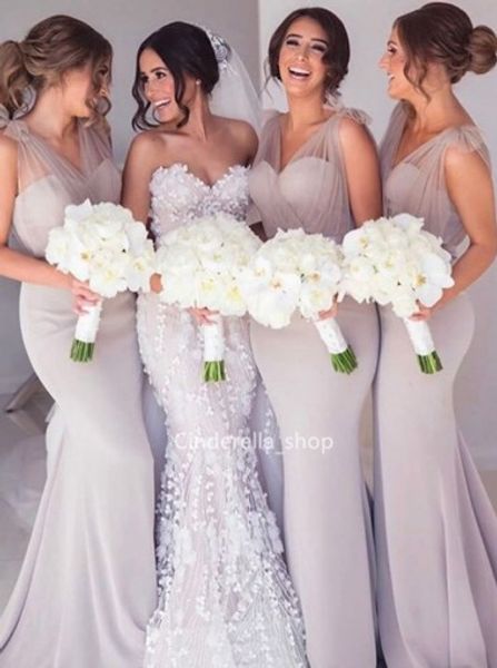 

Дешевые платья русалки невесты 2019 Sheer V-образным вырезом развертки поезд платья фрейлина Свадебные платья для гостей Свадебные платья