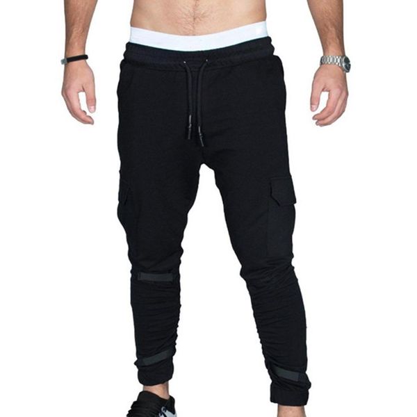 

оптовые мужские камуфляжные брюки slim fit бег бег узкие брюки swearpants, Black