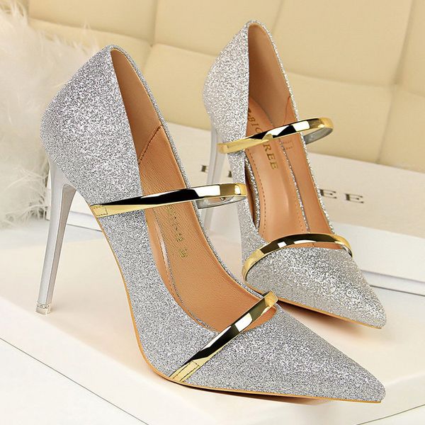 

ladies pumps women shoes women heels sequined high heels shoes woman sapato feminino stiletto zapatos fiesta mujer 9, Black