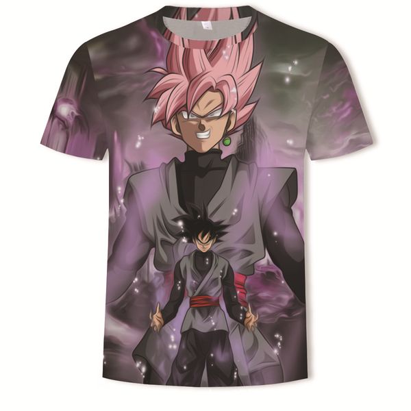 

mens designer short-sleeved 3d cartoon dragon ball print short sleeve round-neck t-shirt, White;black