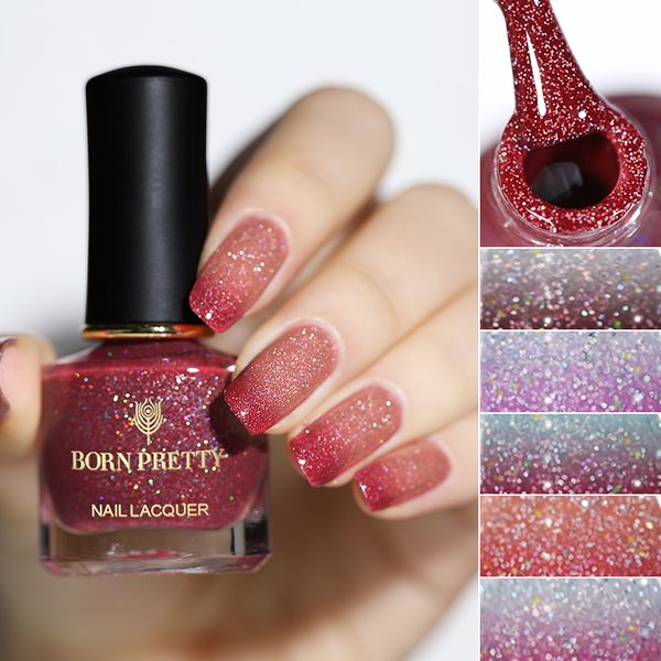 

born pretty 6ml colorful nail polish temperature color changing shimmer fast dry nail art varnish