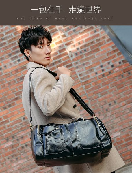 

2019 new korean men's pu short-distance travel bag business trip bag