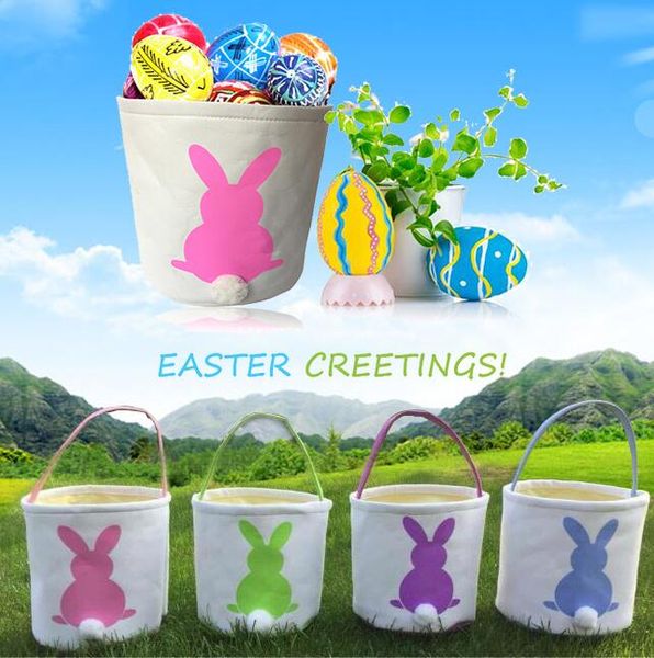 

easter rabbit basket easter bunny bags rabbit printed canvas tote bag egg candies baskets 4 colors, Black