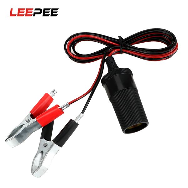 

leepee 12v car battery clip terminal clamp jumper cable clip-on cigarette lighter car battery cable socket power adapter