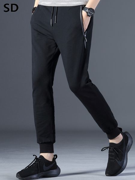 

spring cotton mens pants fashion skinny sweatpants mens joggers slim fitted pants gyms clothing plus size 5xl harem pant 7984, Black