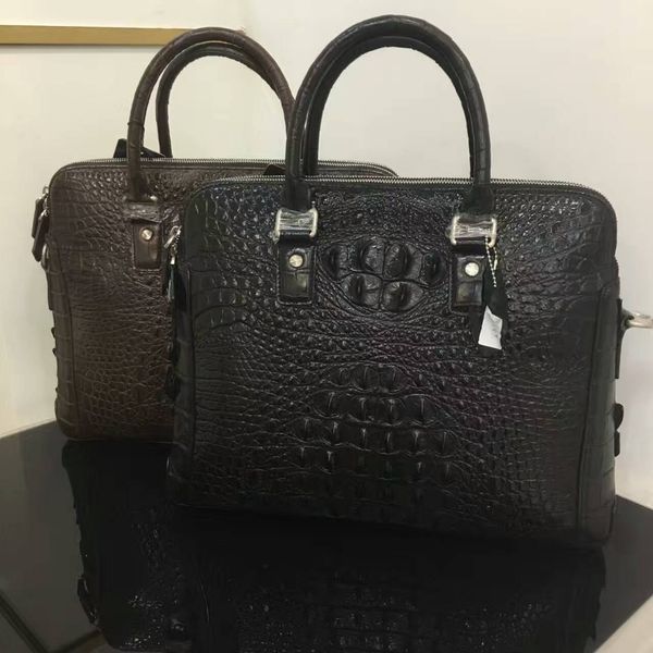 

luxury all around alligator skin men business bag black discounts ,100% genuine/real crocodile skin men briefcase lapbag