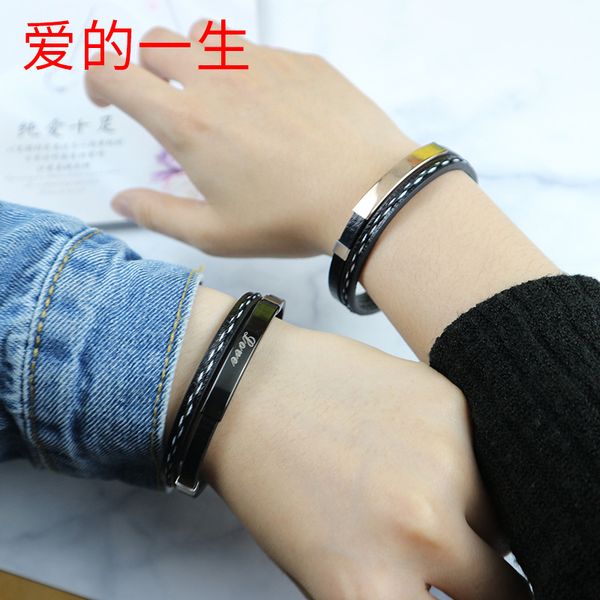 

любовь европейского и американского стиля панк ювелирных изделий многослойная кожаный шнур пара браслет плетеный браслет желания под, Golden;silver