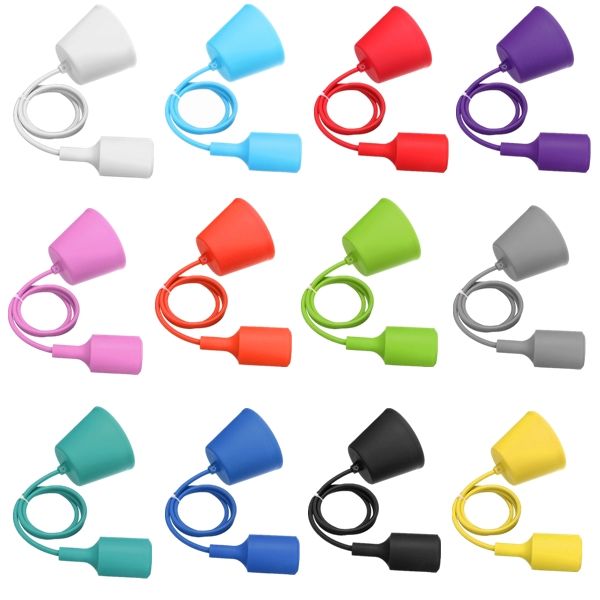 

e27 socket base silicon pendant hanging lamp holder with wire bracket adapter socket converter sucker diy with 1 m cable