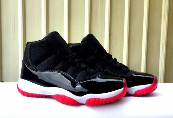 

with box)2019 11 bred basketball shoes men women 11s black white varsity red sneakers
