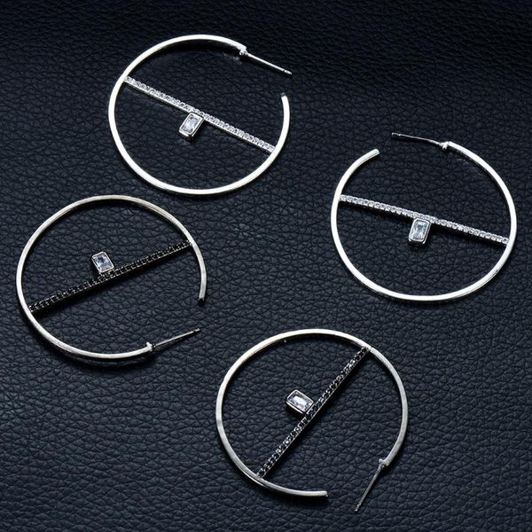 

hibride exquisite wedding design zirconia round shape hoop earrings jewelry cubic zironia brincos for women bijoux femme e-890, Golden;silver