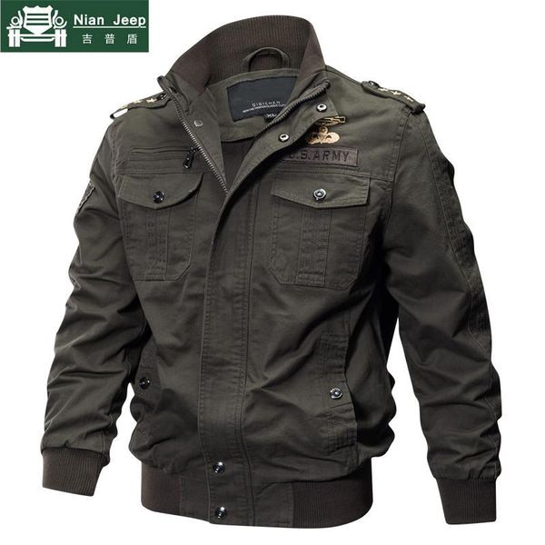 

2018 plus size jacket men spring autumn cotton pilot jacket coat army men's bomber jackets cargo flight male 6xl, Black;brown