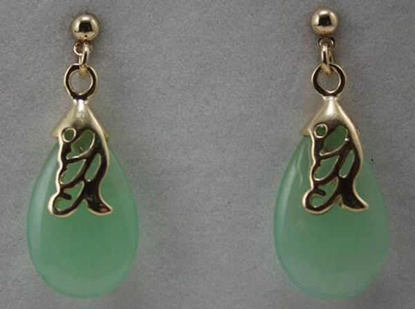 

envÃ­o gratis er000124 elegante natural jade gota pendiente, Silver