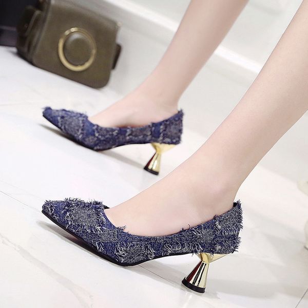 

high heels 2020 new fashion small fresh single shoes pointed shallow mouth work shoes elegant women's banquet pumps 6cm, Black