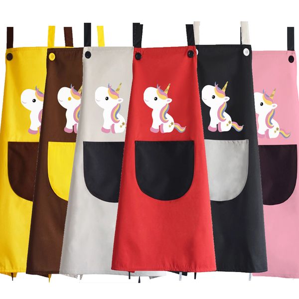 

unicorn printed aprons advertising fabric waterproof lovely creative home aprons customized cartoon personal aprons tc190410w