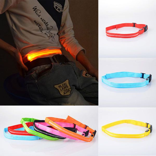 Cinturino da cintura riflettente Cintura di sicurezza unisex luminosa a LED Poliestere 40-100CM Cintura da corsa riflettente da jogging per bicicletta a LED