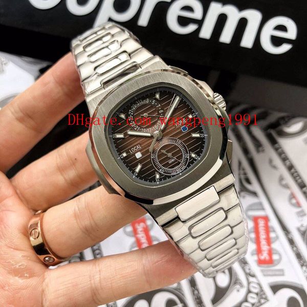 

8 style watch 40.5mm nautilus 5990 1a-001 stainless steel mechanical transparent mechanical automatic mens watch watches, Slivery;brown