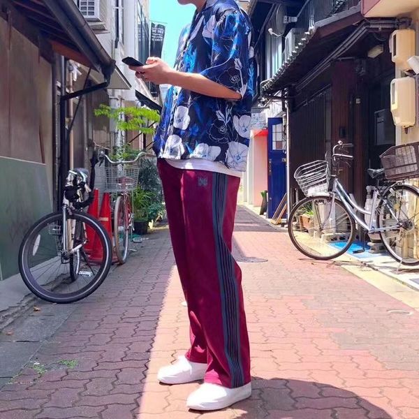 

19ss needles awge pants embroidered butterfly slide trousers fashion ag pants men and women designer pants hfwpkz098, Black