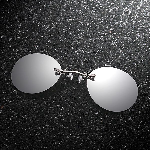 

round rimless sunglasses men classic clamp nose sunglasses fashion matrix morpheus male mini frameless brand designer eyeglasses, White;black
