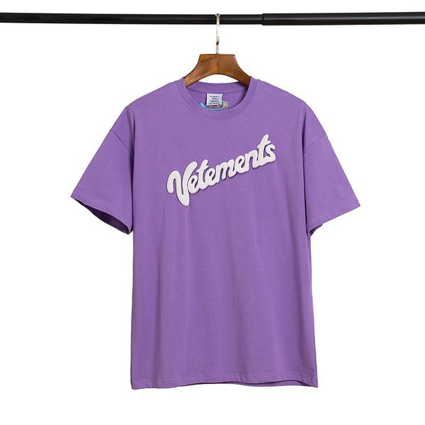 

tide brand designer men luxuryvetements basic roll letter foam printing oversized short-sleeved t-shirt hair wholesale, White;black