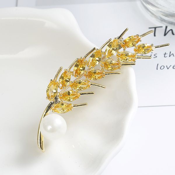 

kingdeng пшеничные колосья броши желтый циркон ювелирные изделия партии женщин эмаль pin аксессуары laple pin роскошь натуральный жемчуг, Gray