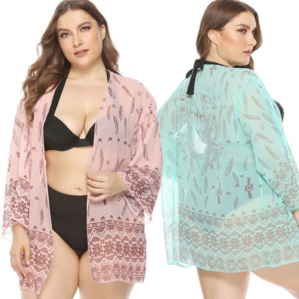 

ноу сон лето новый жир мм европа и америка плюс размер женская рубашка пляж солнцезащитный костюм купальник бикини блуза cover up