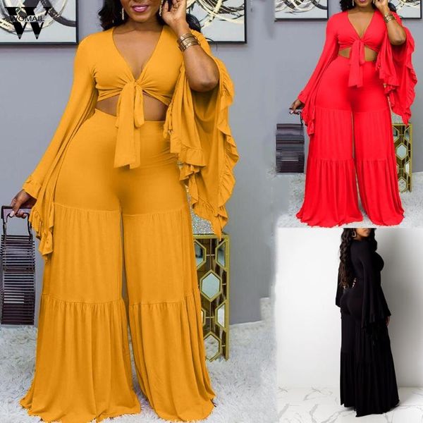 

womail tracksuit women long sleeve fashion 2 piece set bat sleeve shirt crop + flare wide leg long pant suit loose outfit plus, White