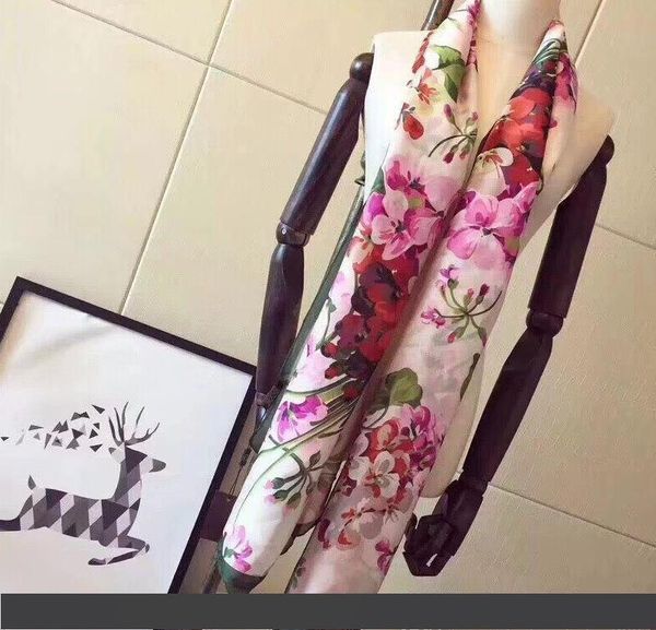 

бренд шелковый шарф пашмины для женщин 2019 лето бренд цветочный цветок длинные шарфы шарфы обернуть 180x90 см шали s227, Blue;gray