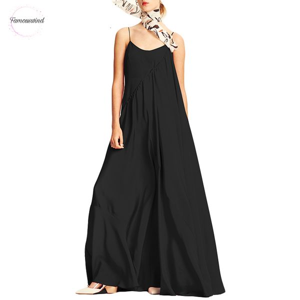 

women dress floor length 2019 summer beach spaghetti strap sleeveless long maxi dresses loose plus size casual vestidos, Black;gray