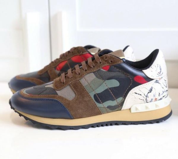 

designer shoes men luxury suede lace rockrunner camouflage sneakers leather flats casual shoes mens mens women flats luxury trainers a3, Black