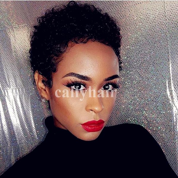 European Hair Short Curly Hair None Full Lace Front Wig Small