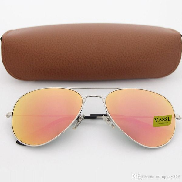 

10pcs brand designer sunglasses vassl men women silver frame pink uv400 lenses fashion glasses eyewear with cases and box, White;black