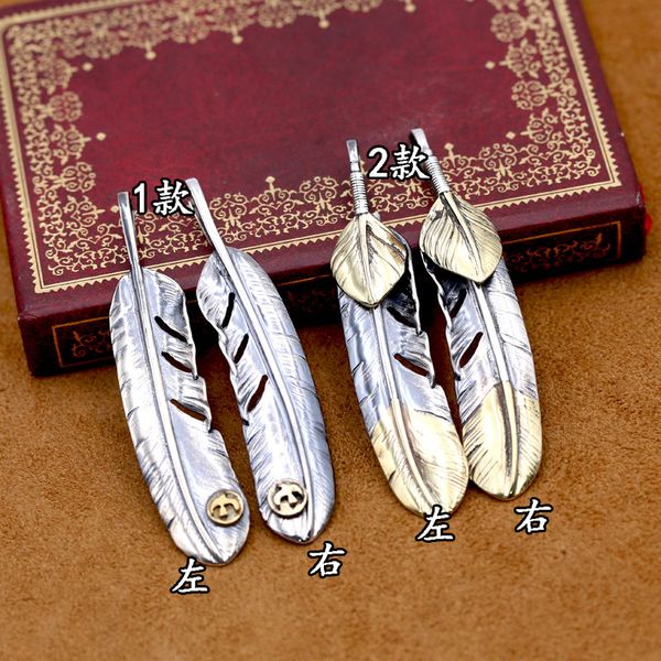 

s925 sterling silver jewelry vintage thai silver takahashi goro handmade feather male and female pendants