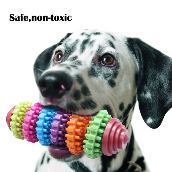 

teeth gums chew gear toy colorful pet dog puppy dental teething toy healthy non-toxic pet puppy dog squeak rubber ball dog toys