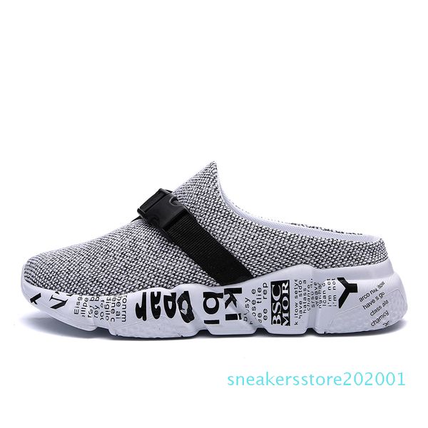 

ramialali fashion men's summer shoes sandals breathable beach flip flops mens slippers mesh light shoes slip on big size 39-46 s01, Black