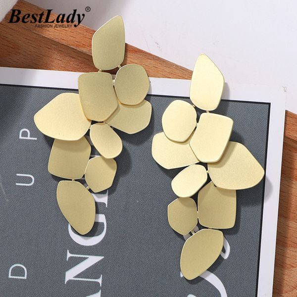 

lady women layer gold leaves drop earrings new shiny polishing wedding holiday gifts korean earring girls statement jewelry, Silver