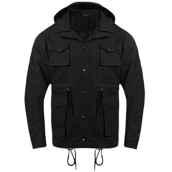 

men fashion hooded long sleeve zip-up casual spring, autumn solid lightweight jacket outerwear fashion, casual, Black;brown