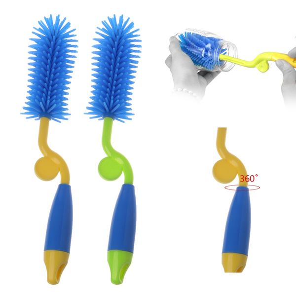 

Baby Bottle Brush Nipple Milk Feeding Cleaning Rotating Silica Gel Hanging Brush