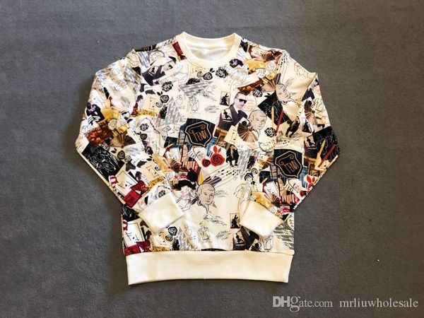 

2019 luxury europe italy fashion mens brand designer sweatshirts long sleeve full body print f letter hoodie new mens clothing, Black