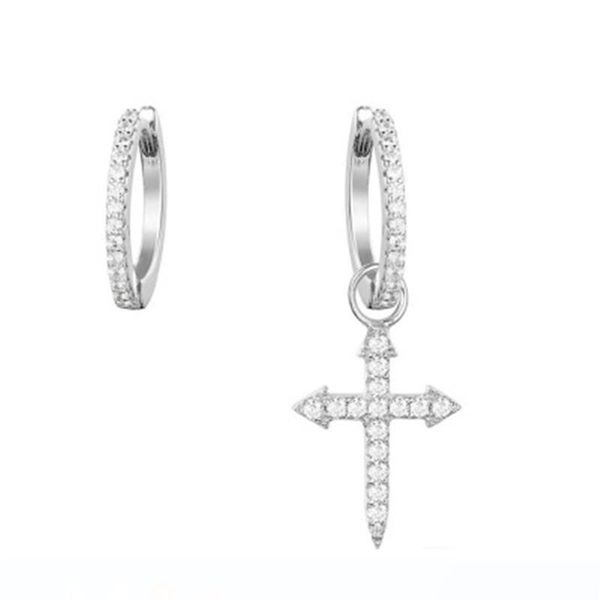 

european and american foreign trade silver jewelry cross earrings asymmetric fashion personality earrings female's preferred gift, Golden;silver