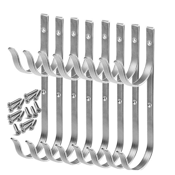 

pool pole hanger premium aluminium holder set, hooks for telescopic poles, skimmers, leaf rakes, nets, brushes, vacuum hose, gar