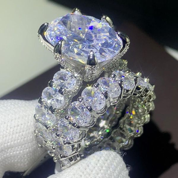 

unique sell vintage jewelry couple rings 925 sterling silver dragon claw oval cut white z cz diamond women wedding bridal ring set, Slivery;golden