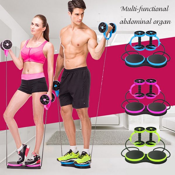 

double ab roller abdominal wheel foldable abs muscle trainer resistance pull rope home gym exercise fitness wheel gym equipment