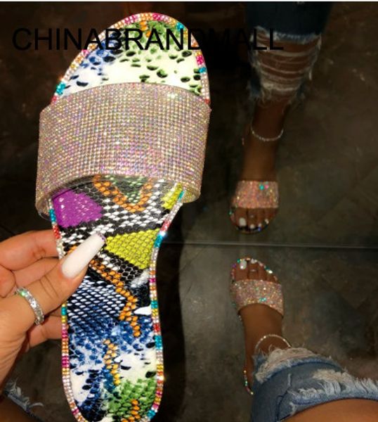 

2020 diamond sandals women transparent flats shoes large size female clear shoes ladies roman beach sandalias mujer, Black